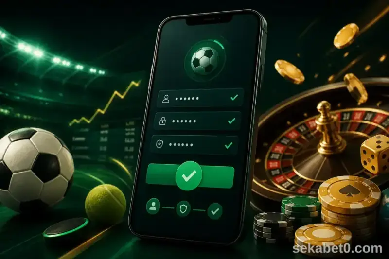 Sekabet mobil giriş ekranı ve güvenli telefon erişimi görseli