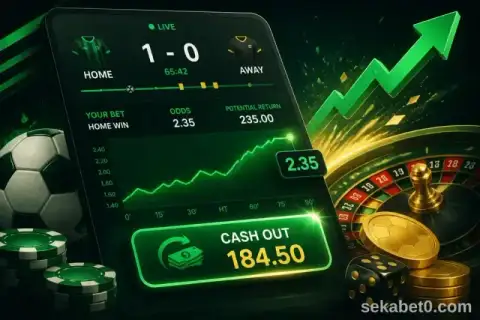 Sekabet canlı bahis cash out arayüzü görseli